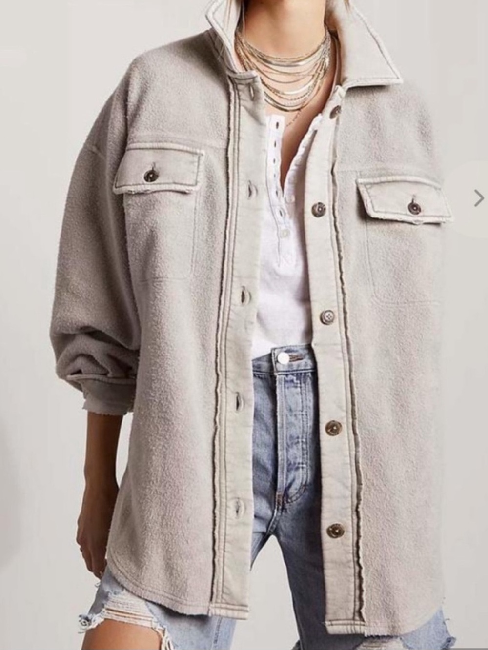Free People Ruby Oversized Teddy Shacket in Cream